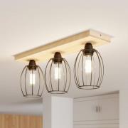 Loftlampe Beevly, træ og metal, 3 lyskilder
