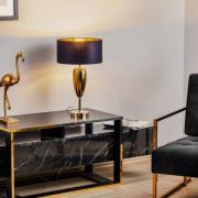 Vis Ogiva - bordlampe i sort og guld tekstil