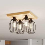 Beevly loftlampe, træ og metal, 4 lyskilder