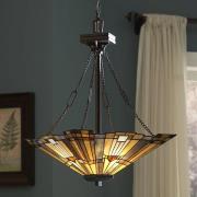 Inglenook hængelampe, farve. glas, længde 45 cm