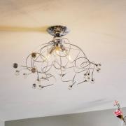 Loftlampe Trilly i krom med krystaller, 3 lyskilder.