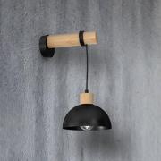 Arik væglampe, sort, af metal og træ