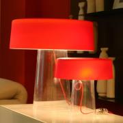 Prandina Glam bordlampe 36 cm klar/rød skærm