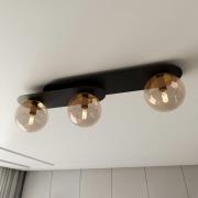 Plaza loftlampe, sort/ravgul, 3 lyskilder