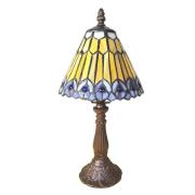 5LL-6110 bordlampe, tiffanystil, brun