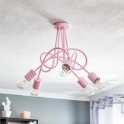 Tarnow loftlampe, 5 lyskilder, rosa