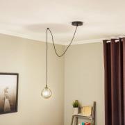 Pendellampe Glassy, decentral, sort, grafit, glas, 14 cm