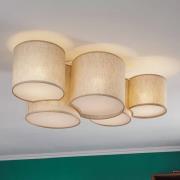 Loftlampe Mona Nature, 5 lyskilder, naturfarvet linned