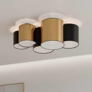 Loftlampe Mona med 5 lyskilder, sort/guld