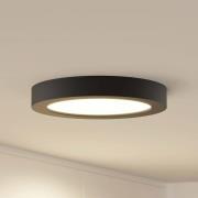Prios LED-loftlampe Edwina, sort, 24,5 cm, CCT, dæmpbar
