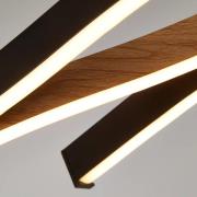 Swirl LED-hængelampe, sort/træ