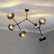 Loftlampe Nova, sort/klar, 6 lyskilder