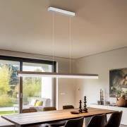 Quitani LED-hængelampe Keijo, nikkel/nød, 143 cm
