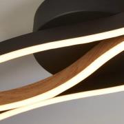 Bloom Swirl LED-loftlampe, sort/træ