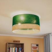 Euluna Levo loftlampe, Ø 60 cm, jute/mørkegrøn