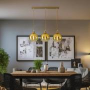 Hængelampe Monte, 3 lyskilder, bjælke, guld