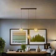 Hængelampe Devi, ravfarvet, 3 lyskilder, bjælkeformet