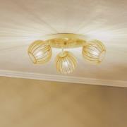 Loftlampe Paz hvid med trælameller-kugler 3 lyskilder.