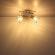 Luise loftlampe i hvid og trælook, 2 lyskilder