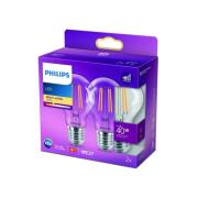 Philips LED-pære E27 4,3 W 2.700 K filament 2 stk