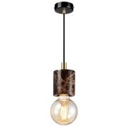 Siv hængelampe med marmorcylinder, brun