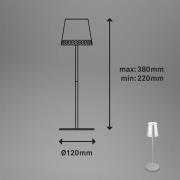 LED-bordlampe Kiki med batteri 3.000K, mat krom