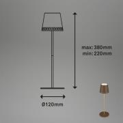LED-bordlampe Kiki med batteri 3.000K, brun/guld