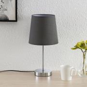 Lindby Leza bordlampe, krom, grå skærm