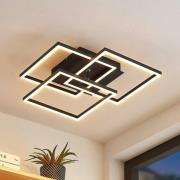 Lindby LED-loftlampe Quiana, CCT, kantet, sort, 42 cm