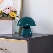 Lindby LED genopladelig bordlampe Nevijo, petrol, Ø18cm, USB, dæmper