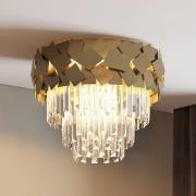 Lucande Miraia krystal-loftlampe, guld