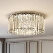 Lucande loftlampe Limana, Ø 50 cm, krom, krystal