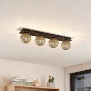 Lucande loftlampe Evory, 56 cm, 4 lyskilder, sort/guld, G9
