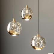 Lucande LED-pendellampe Hayley, Ø 25 cm, 3 lyskilder, guld, glas
