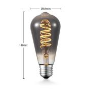 Lucande LED-pære E27 ST64 4W 1.800K dæmpbar titanium