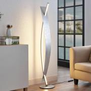 Lucande LED-gulvlampe Marija, sølvfarvet, metal, 140 cm