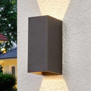 Lucande udendørs LED-væglampe Mikka, 17 cm, antracit, 2 lyskilder.