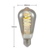 Lucande LED E27 ST64 4W 1.800K dæmpes, titan 5 stk