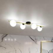 Loftlampe Glassy 4 lyskilder lineær sort/guld/opal