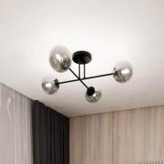 Loftlampe Glassy, 4 lyskilder, krydsformet, sort/grafit
