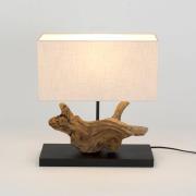 Lipari bordlampe, træfarvet/beige, højde 41 cm, linned
