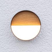 LED genopladelig udendørs væglampe Meg, træfarvet, Ø 15 cm