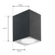 Prios udendørs væglampe Tetje, sort, kantet, 10 cm, sæt af 4