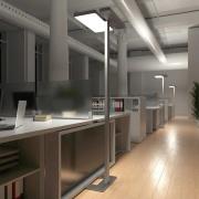 Kontor LED gulvlampe Aila, dagslyssensor 4.000 K