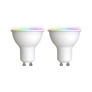 Prios Smart LED GU10 plast 4,7 W RGBW CCT Tuya opal sæt med 2 stk