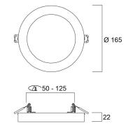 Sylvania Start 5in1 LED-downlight, Ø 16,5cm, 12W