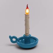 Grimm Bugia deko LED-bordlampe i kerteform, blå