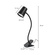 Lindby Ailina LED-bordlampe, klemmefod, sort