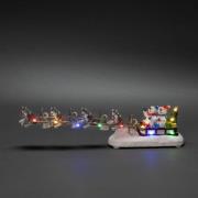 Snemand med hundeslæde borddeko, farverige LED'er