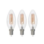 Arcchio LED-filamentpære E14 stearinlys, sæt med 3, 2700 K